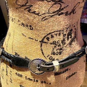 Brighton vintage braided leather and silver hearts belt